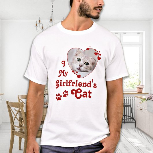 Funny Love My Vriendin Cat Custom Heart Photo T-shirt