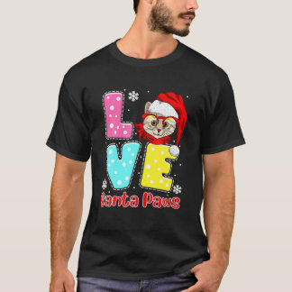 Funny LOVE Santa Paws kerstkat Pug Ugly Chris T-shirt