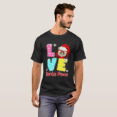Funny LOVE Santa Paws kerstkat Pug Ugly Chris T-shirt (Voorkant volledig)
