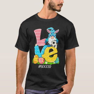 Funny Love Soccer Easter Gnome Egg Hunting Basket T-shirt