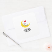Funny Love You To The Moon And Back Stick Figure P Vierkante Sticker (Envelop)