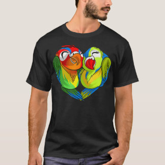 Funny Lovebirds Papegaaien Hart Schattige Valentij T-shirt