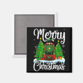 Funny Lover Xmas Lighting Santa Train Christmas  Magneet (Voorkant / Achterkant)