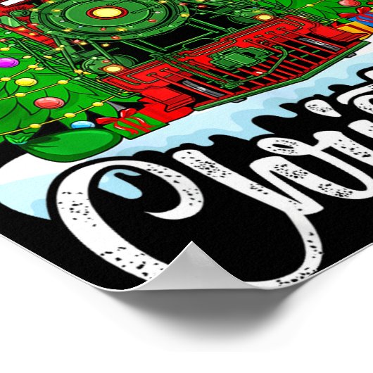 Funny Lover Xmas Lighting Santa Train Christmas  Poster (Hoek)
