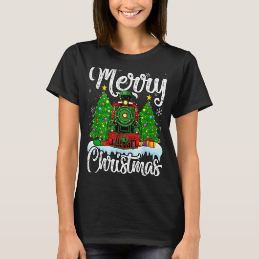 Funny Lover Xmas Lighting Santa Train Christmas T-shirt (Voorkant)