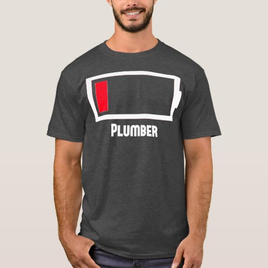 Funny Low Battery Occupation Job Work Plumber T-shirt (Voorkant)