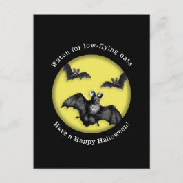 Funny Low Flying Bats Happy Halloween Briefkaart