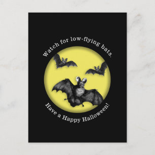 Funny Low Flying Bats Happy Halloween Briefkaart