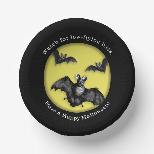 Funny Low Flying Bats Happy Halloween Papieren Kommen (Voorkant)
