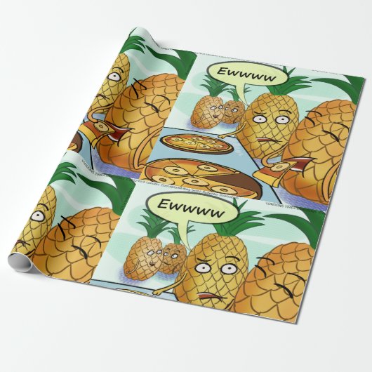 Funny LTCartoons Pineapple Pizza Comic Cadeaupapier (Uitgerold)