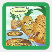 Funny LTCartoons Pineapple Pizza Comic Crafting  Vierkante Sticker (Voorkant)