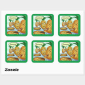 Funny LTCartoons Pineapple Pizza Comic Crafting  Vierkante Sticker (Vel)