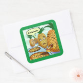 Funny LTCartoons Pineapple Pizza Comic Crafting  Vierkante Sticker (Envelop)