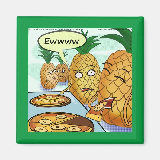 Funny LTCartoons Pineapple Pizza Comic Fridge Magneet (Voorkant)