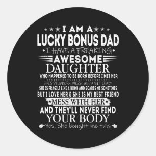 Funny Lucky Bonus Papa T-shirt Van Geweldige Docht Ronde Sticker