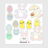 Funny Lucky Bunnies, Chicks & Easter Eggs Sticker (Vel)