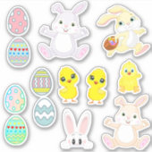 Funny Lucky Bunnies, Chicks & Easter Eggs Sticker (Voorkant)
