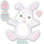 Funny Lucky Bunny en Paaseieren Sticker (Voorkant)