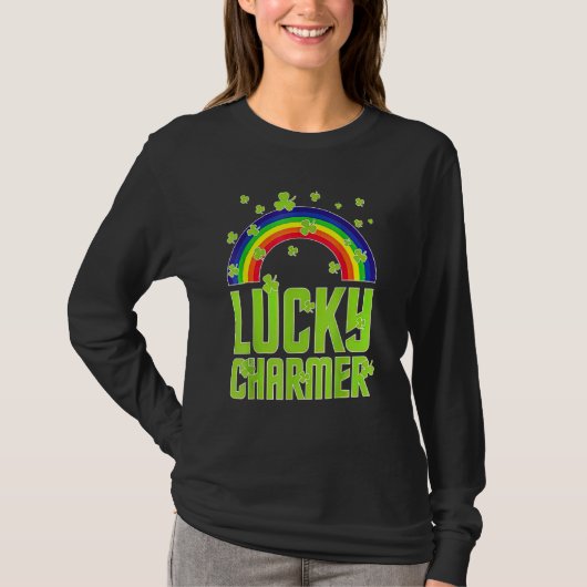 funny Lucky Charmer shamrock charm St patricks day T-shirt (Voorkant)