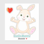 Funny Lucky Easter Bunny en Heart Sticker (Vel)