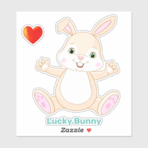 Funny Lucky Easter Bunny en Heart Sticker