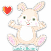 Funny Lucky Easter Bunny en Heart Sticker (Voorkant)