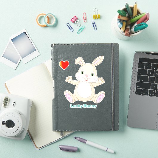 Funny Lucky Easter Bunny en Heart Sticker (iPad Cover)