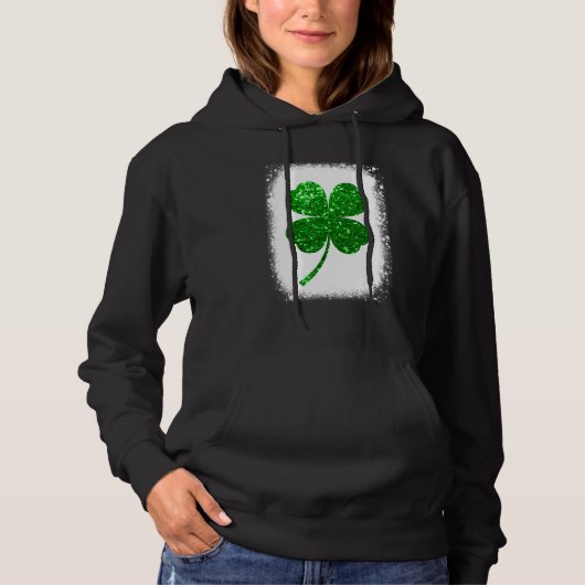 Funny Lucky Green Shamrock Leaf Irish Saint Patric Hoodie (Voorkant)