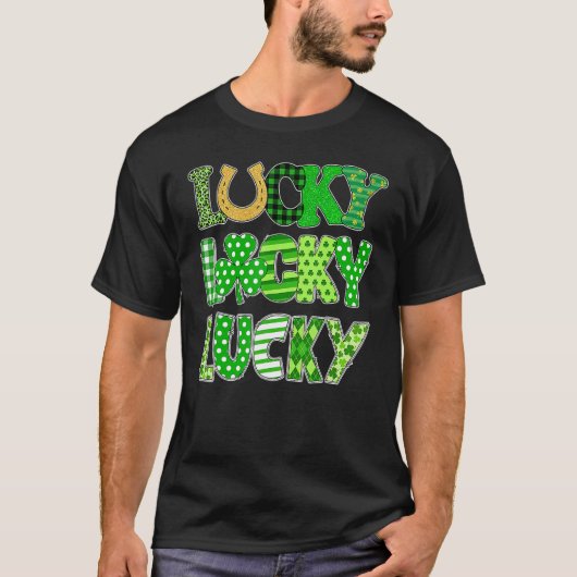Funny Lucky Shamrocks Happy St Patricks Day Family T-shirt (Voorkant)
