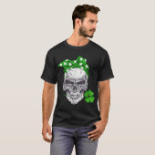 Funny Lucky Skull Messy Bun Happy St Patricks Day T-shirt (Voorkant volledig)