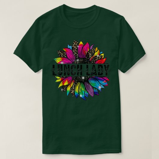 Funny Lunch Lady Sunflower Leopard T-shirt (Design voorkant)