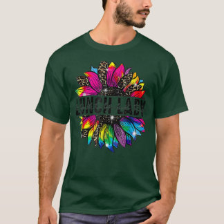Funny Lunch Lady Sunflower Leopard T-shirt