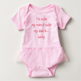 Funny Ma Cute Dad Lucky Girl Shower Pink Tutu