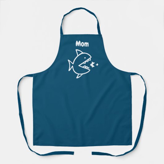 Funny Ma Shark Navy Blue Cooking Schort (Voorkant)