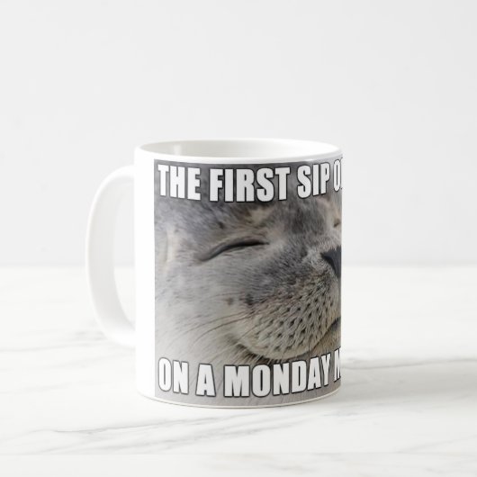 Funny Maandagochtend Seal Meme Coffee Mok (Voorkant links)
