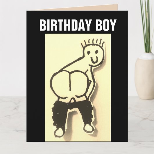 FUNNY MAAR GEMAAKT BIRTHDAY BOY OVERGEZET KAART (Voorkant)