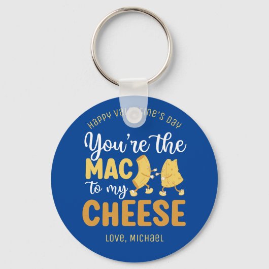 Funny Mac en Cheese Cute Valentijnsdag Sleutelhanger (Voorkant)