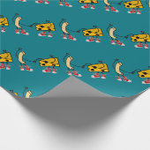 Funny Macaroni en Cheese Cartoon Art Cadeaupapier (Hoek)