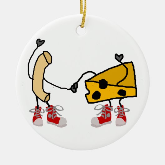Funny Macaroni en Cheese Cartoon Art Keramisch Ornament (Voorkant)