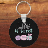 Funny Macaroon Puns Life is Sweet Sleutelhanger (Voorkant)