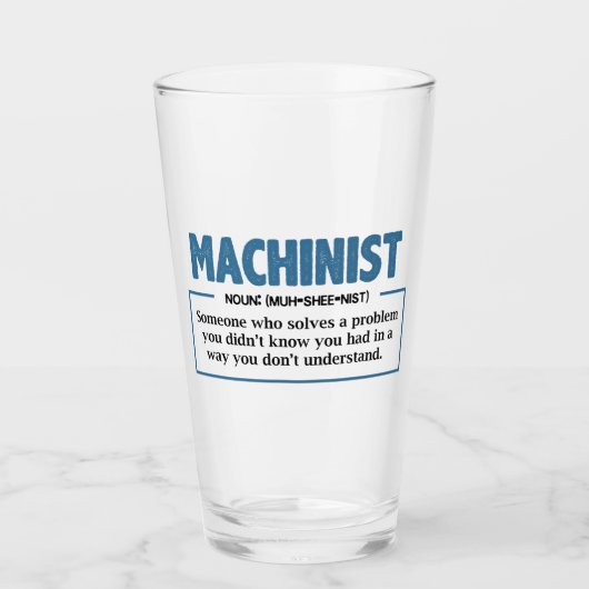 Funny Machinist Definition Glas (Voorkant)