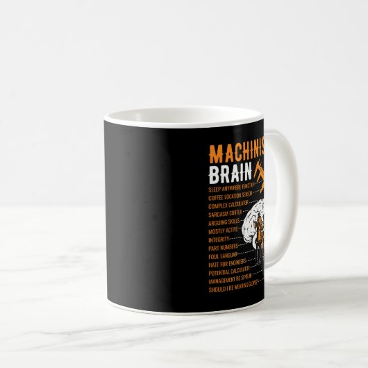 Funny Machinist Gifts - Brain van de machinist Koffiemok (Voorkant rechts)