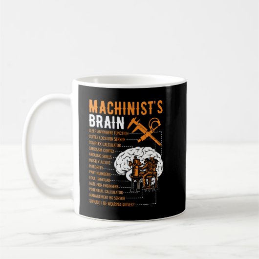 Funny Machinist Gifts - Brain van de machinist Koffiemok (Links)