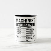 Funny Machinist Hourly Rate Tweekleurige Koffiemok (Center)