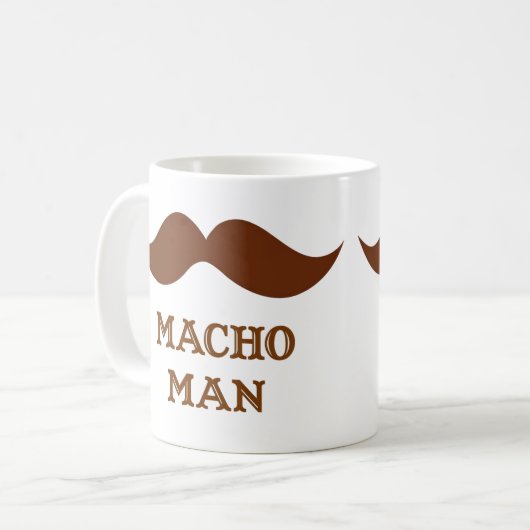 Funny Macho Man Mustache Koffiemok (Voorkant links)