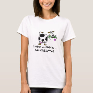 Funny mad cartoon koe t-shirt, bull shi **er t-shirt