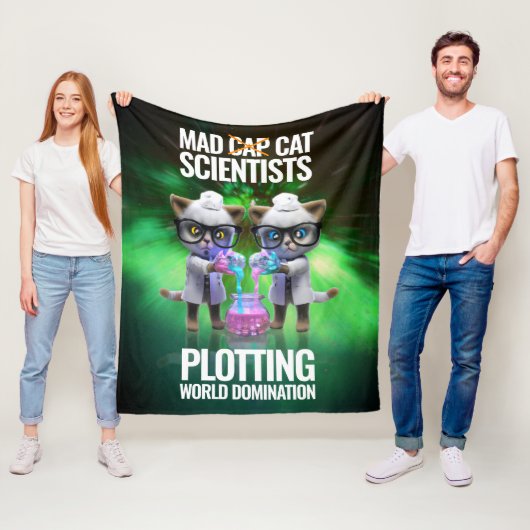 Funny Mad Cat Scientists die de wereldheerschappij Fleece Deken (In situ)