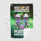 Funny Mad Cat Scientists die de wereldheerschappij Golfhanddoek (Insitu)