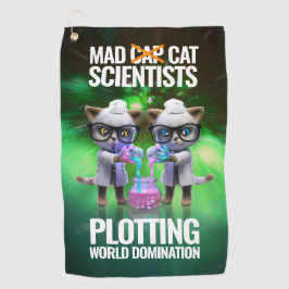 Funny Mad Cat Scientists die de wereldheerschappij Golfhanddoek