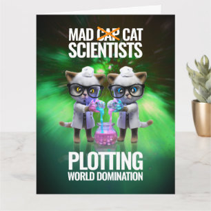 Funny Mad Cat Scientists die de wereldheerschappij Kaart